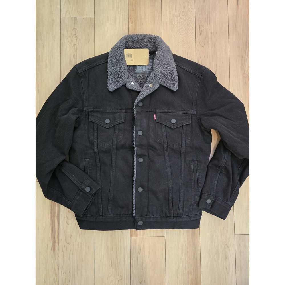 Levis Sherpa Denim Type III Sherpa Trucker Jacket Black Small